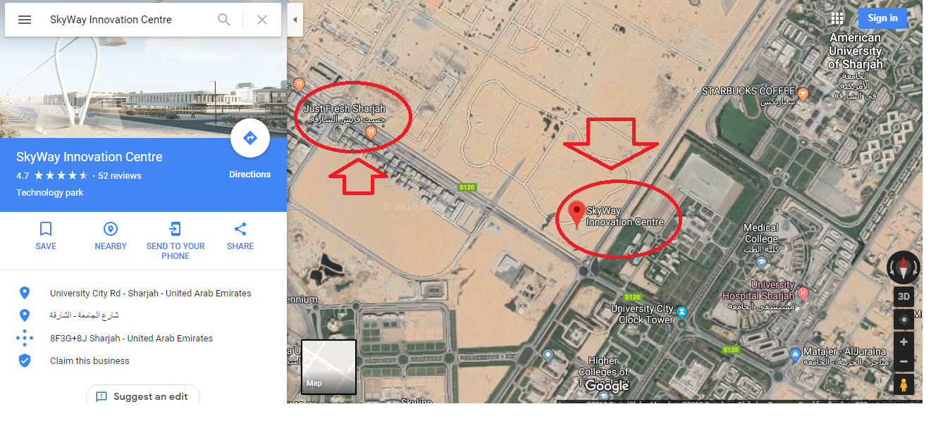 Skyway trên Google Maps ở tiểu vương Sharjah