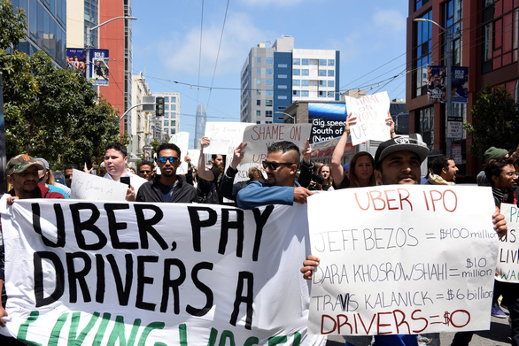 Biểu tình phản đồi Uber ipo ở mỹ của các tài xế