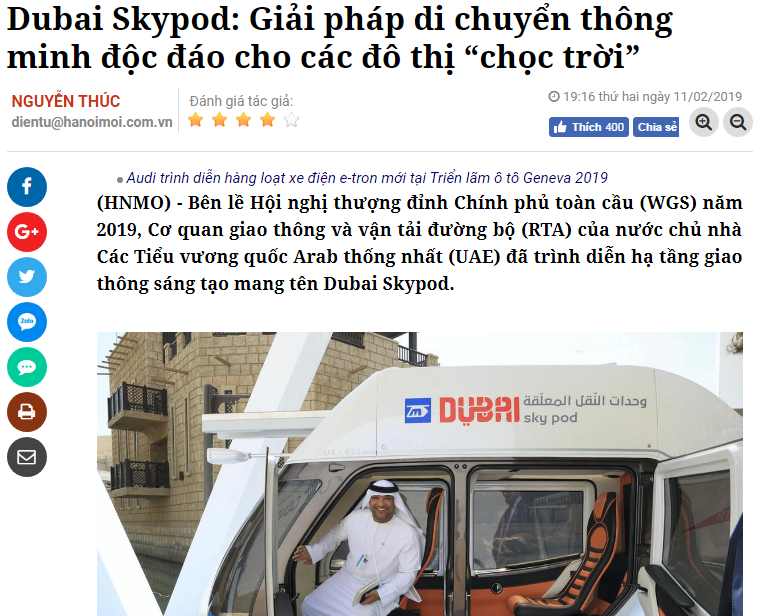 Dubai skypod giải pháp di chuyển thông minh