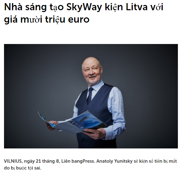 Nhà sáng tạo Skyway kiện Litva với giá mười triệu Euro