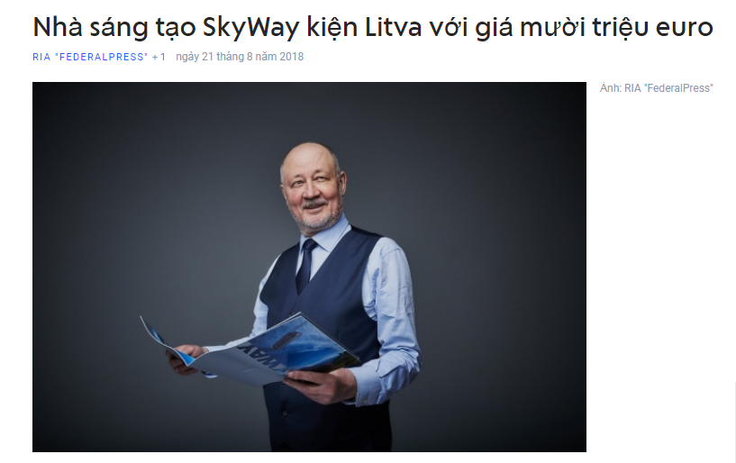 Nhà sang tạo Skyway kiện litva với giá mười triệu Euro