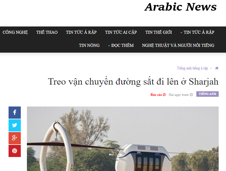 Skyway tại Sharjah được Arabic News đưa tin