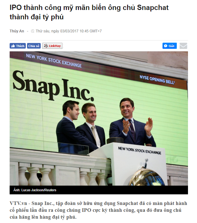 Snapchat IPO thành công