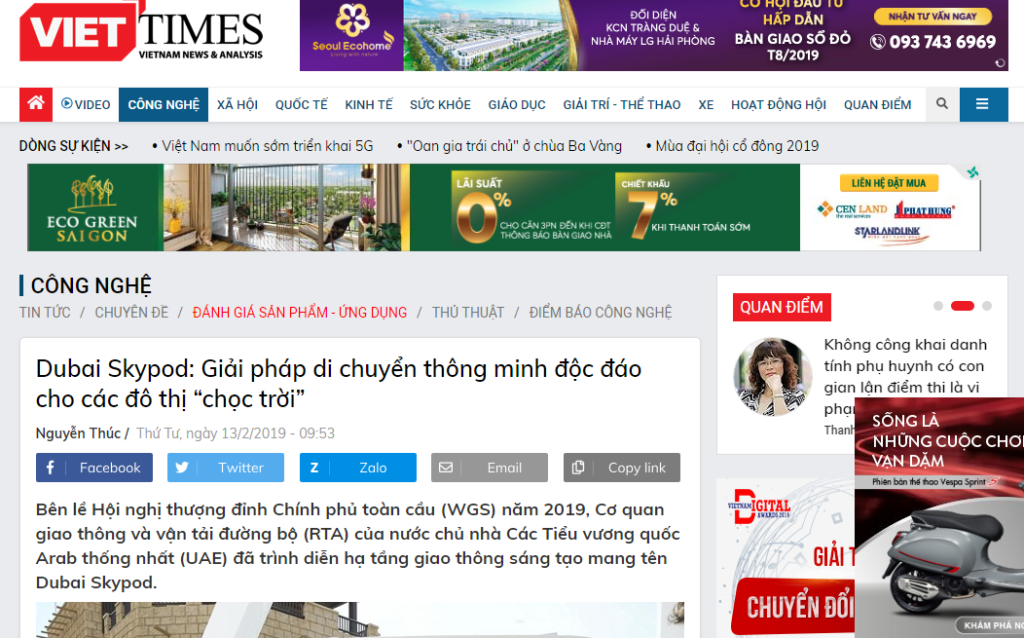 Vietnam Time đưa tin về skyway